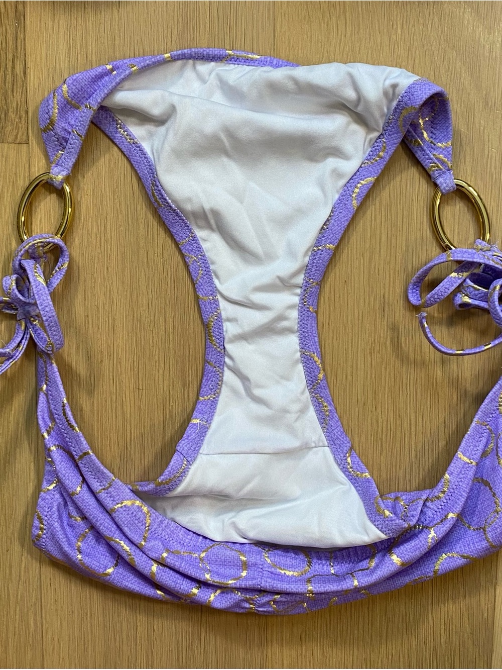 Victoria's Secret Purple Bikini Set Metallic Gold Ring Pattern Y2K Glam Medium - Picture 10 of 11